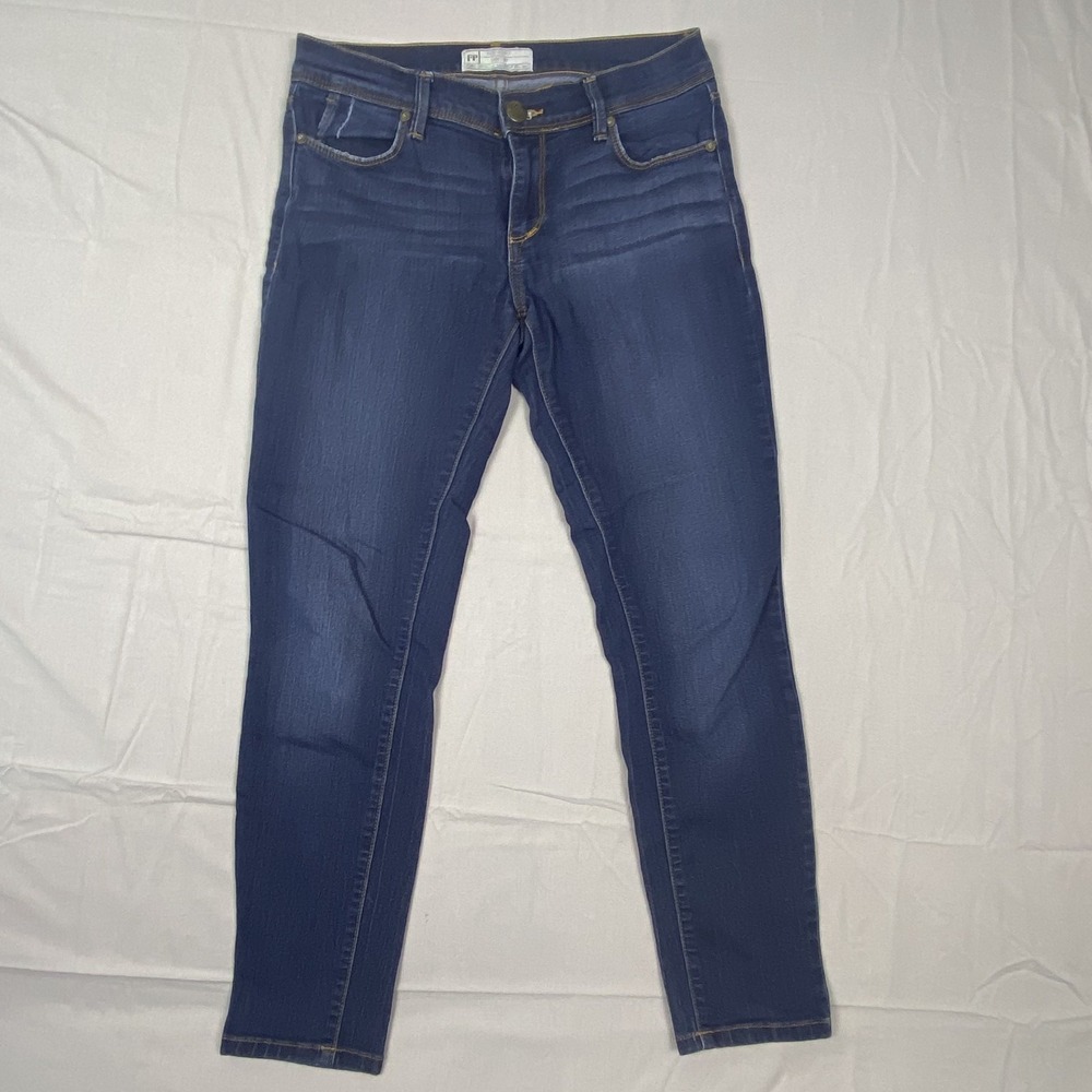 Free People Jeans Womens 27 Blue Denim Rayon Stretch Dark Wash Whiskers Detail